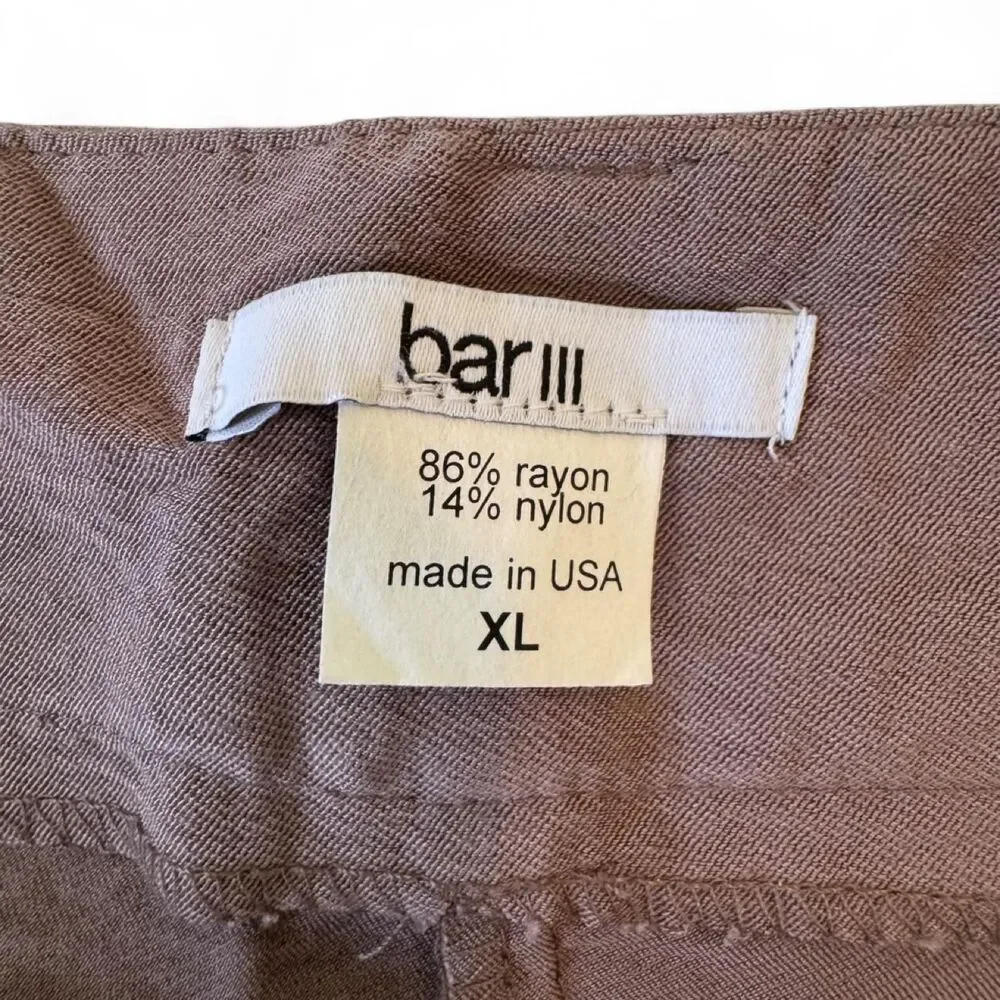 Bar III Fossil Brown Cuffed Tailored Shorts (Size XL)